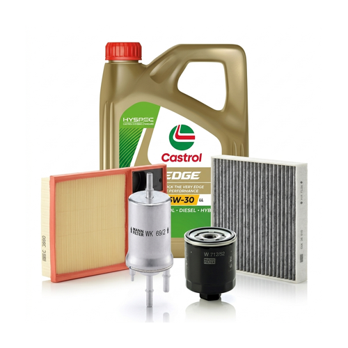 Kit revizie ulei Castrol EDGE 5W-30 LL + filtre VW Polo 5 1.4 BiFuel 82 CP – MANN