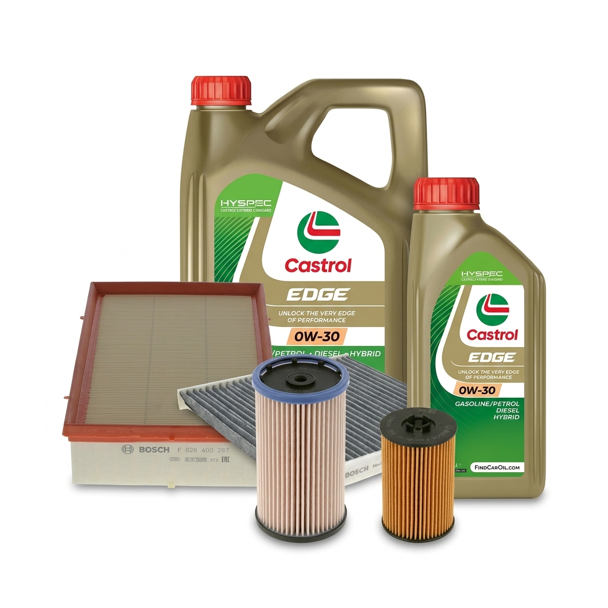 Kit revizie ulei Castrol EDGE 0W-30 + filtre VW Tiguan AD1/AX1 2.0 TDI 4motion 190 CP – Bosch
