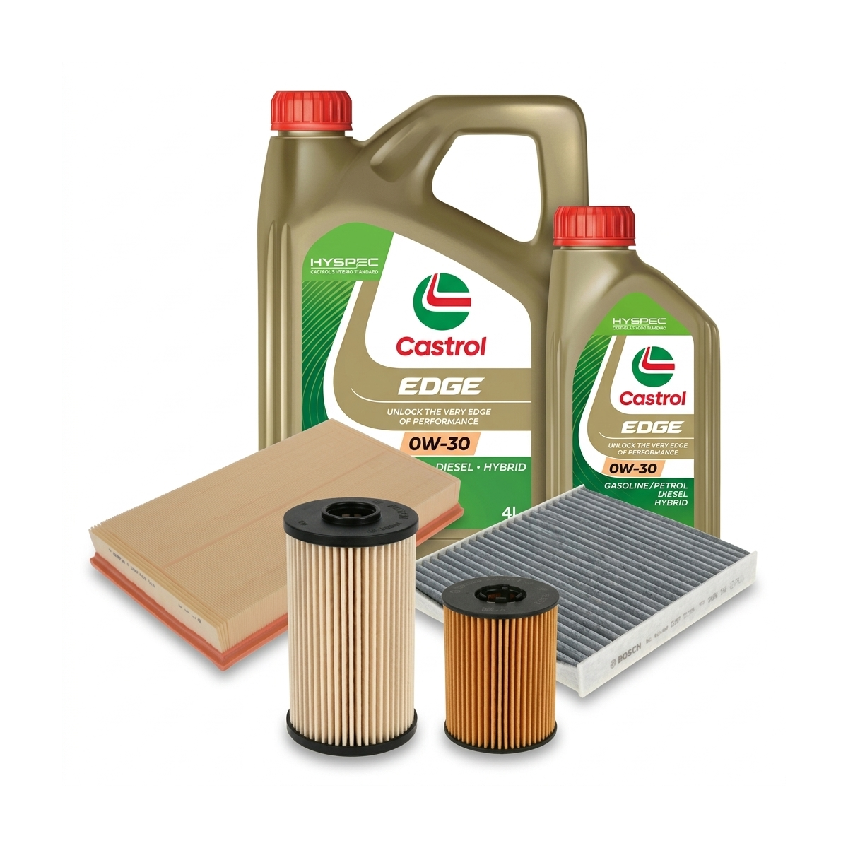 Kit revizie ulei Castrol EDGE 0W-30 + filtre VW Tiguan AD1/AX1 2.0 TDI 4motion 240 CP – Bosch