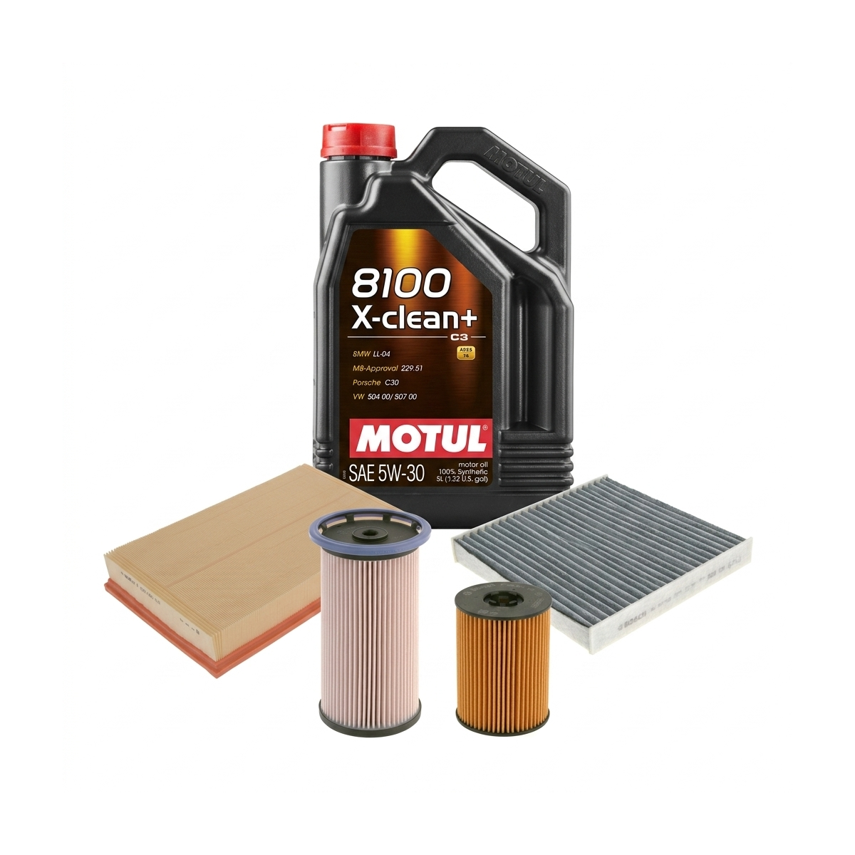 Kit revizie ulei Motul 8100 X-CLEAN+ 5W-30 + filtre VW Tiguan AD1/AX1 2.0 TDI 4motion 240 CP – Bosch