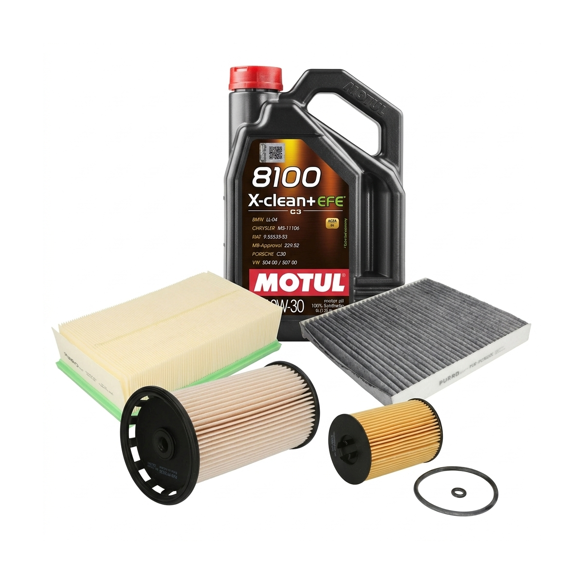Kit revizie ulei Motul 8100 X-CLEAN+ EFE 0W-30 + filtre VW Tiguan AD1/AX1 2.0 TDI 4motion 240 CP – PURRO