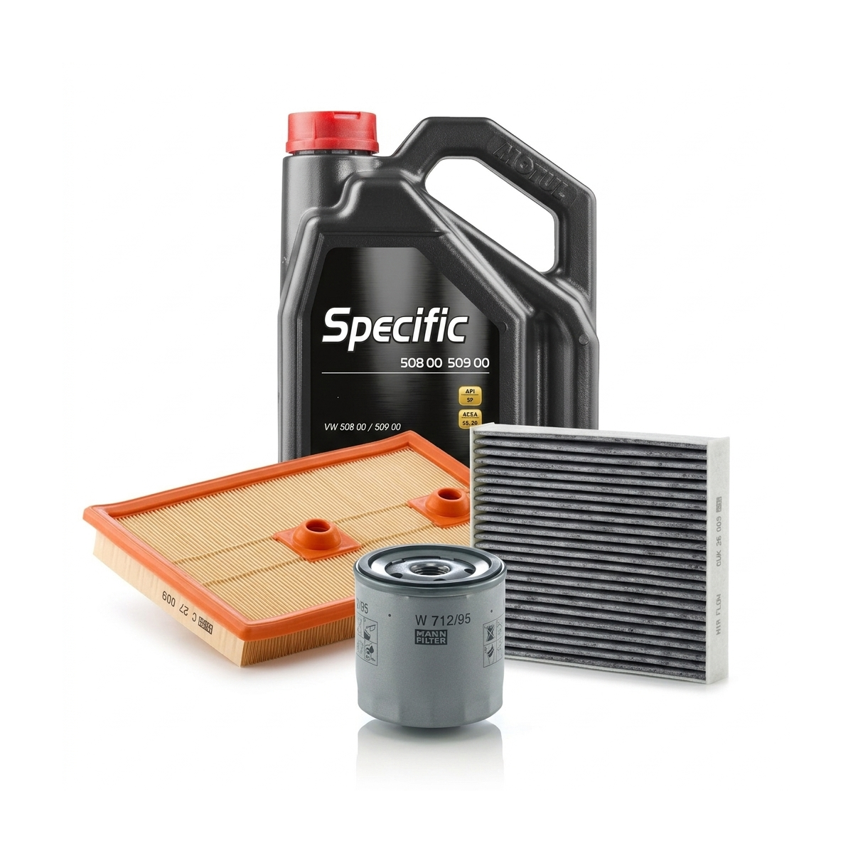 Kit revizie ulei Motul SPECIFIC 508 00 509 00 0W-20 + filtre VW Tiguan AD1/AX1 1.4 TSI 125 CP – MANN