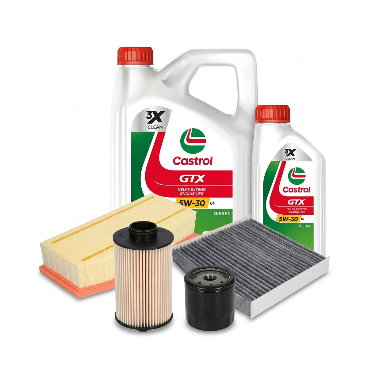 Kit revizie ulei Castrol GTX 5W-30 C4 + filtre Renault Clio 4 1.5 dCi 110 CP – PURRO