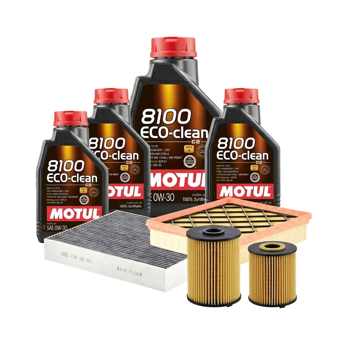Kit revizie ulei Motul 8100 ECO-CLEAN 0W-30 + filtre Ford Mondeo 5 1.5 TDCi 120 CP – MANN
