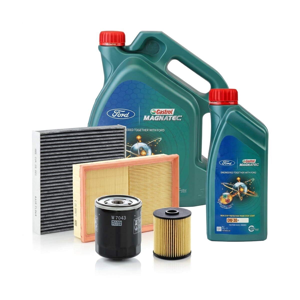 Kit revizie ulei Castrol Ford Magnatec D 0W-30 + filtre Ford Mondeo 5 2.0 TDCi 4x4 150 CP – MANN