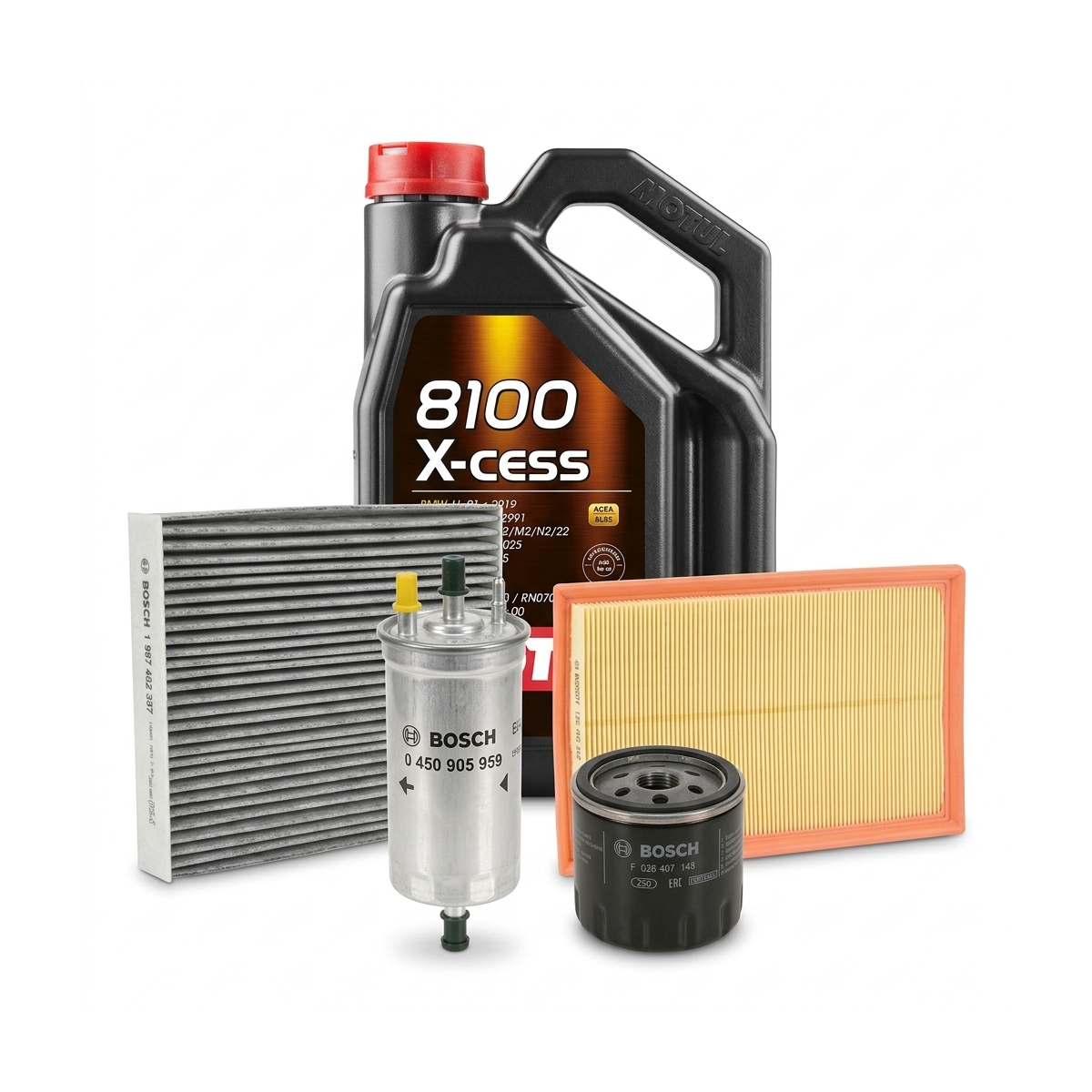 Kit revizie ulei Motul 8100 X-CESS 5W-40 + filtre VW Jetta 4 1.2 TSI 16V 105 CP – Bosch