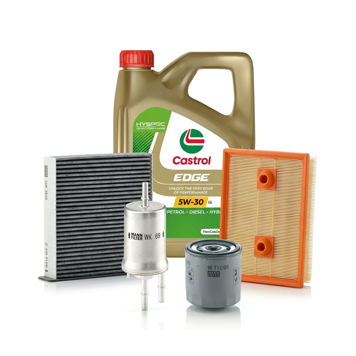 Kit revizie ulei Castrol EDGE 5W-30 LL + filtre VW Jetta 4 1.2 TSI 16V 105 CP – MANN