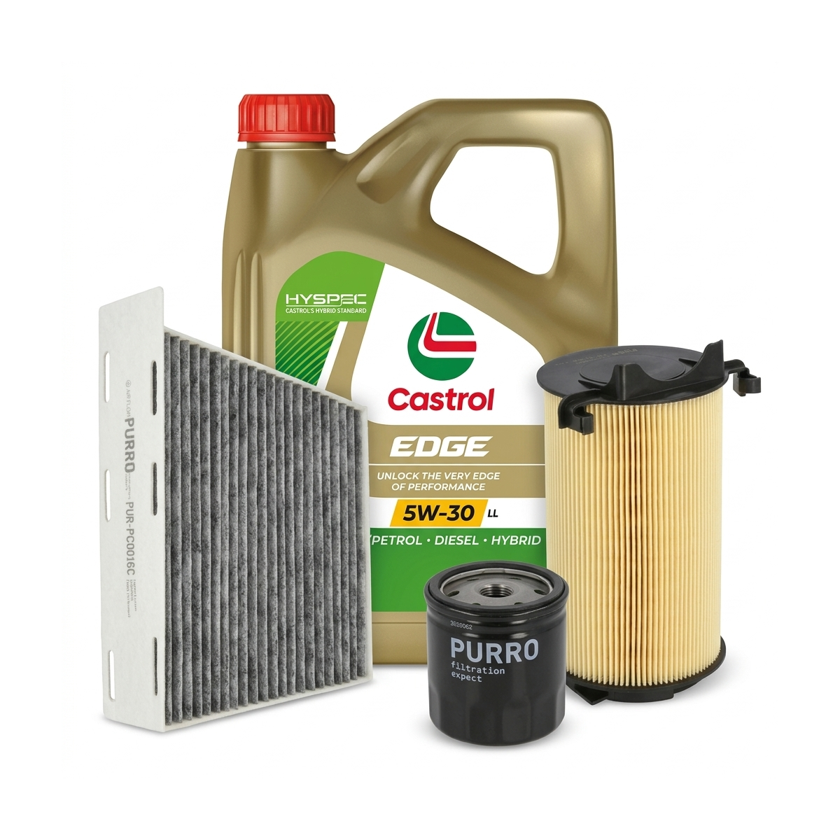 Kit revizie ulei Castrol EDGE 5W-30 LL + filtre VW Jetta 4 1.2 TSI 16V 105 CP – PURRO