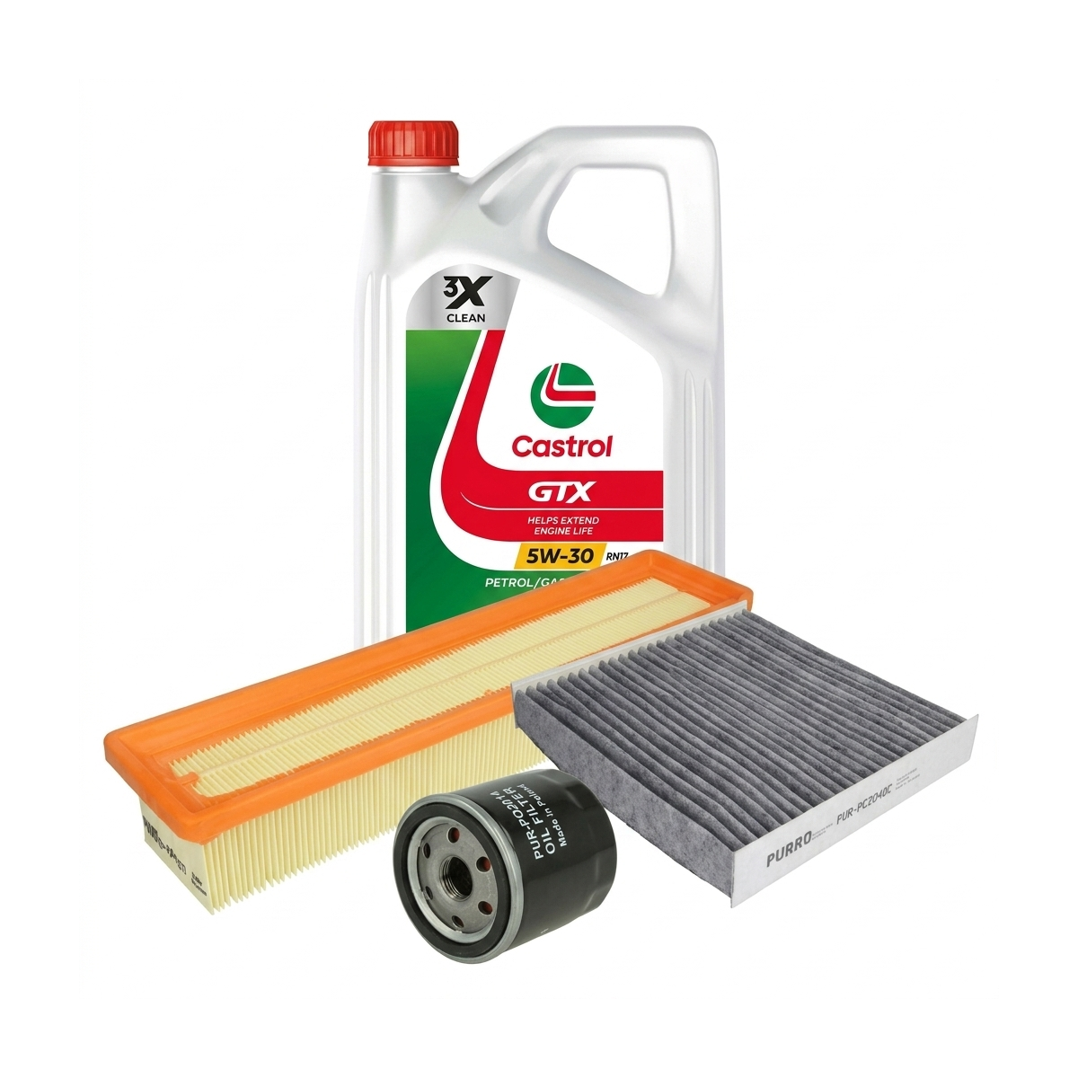 Kit revizie ulei Castrol GTX 5W-30 RN17 + filtre Renault Clio 4 1.2 LPG 16V 73 CP – PURRO