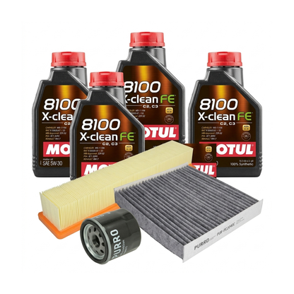 Kit revizie ulei Motul 8100 X-CLEAN FE 5W-30 + filtre Renault Clio 4 1.2 LPG 16V 73 CP – PURRO