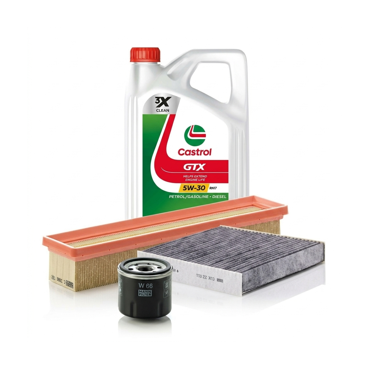 Kit revizie ulei Castrol GTX 5W-30 RN17 + filtre Renault Clio 4 1.2 16V 75 CP – MANN