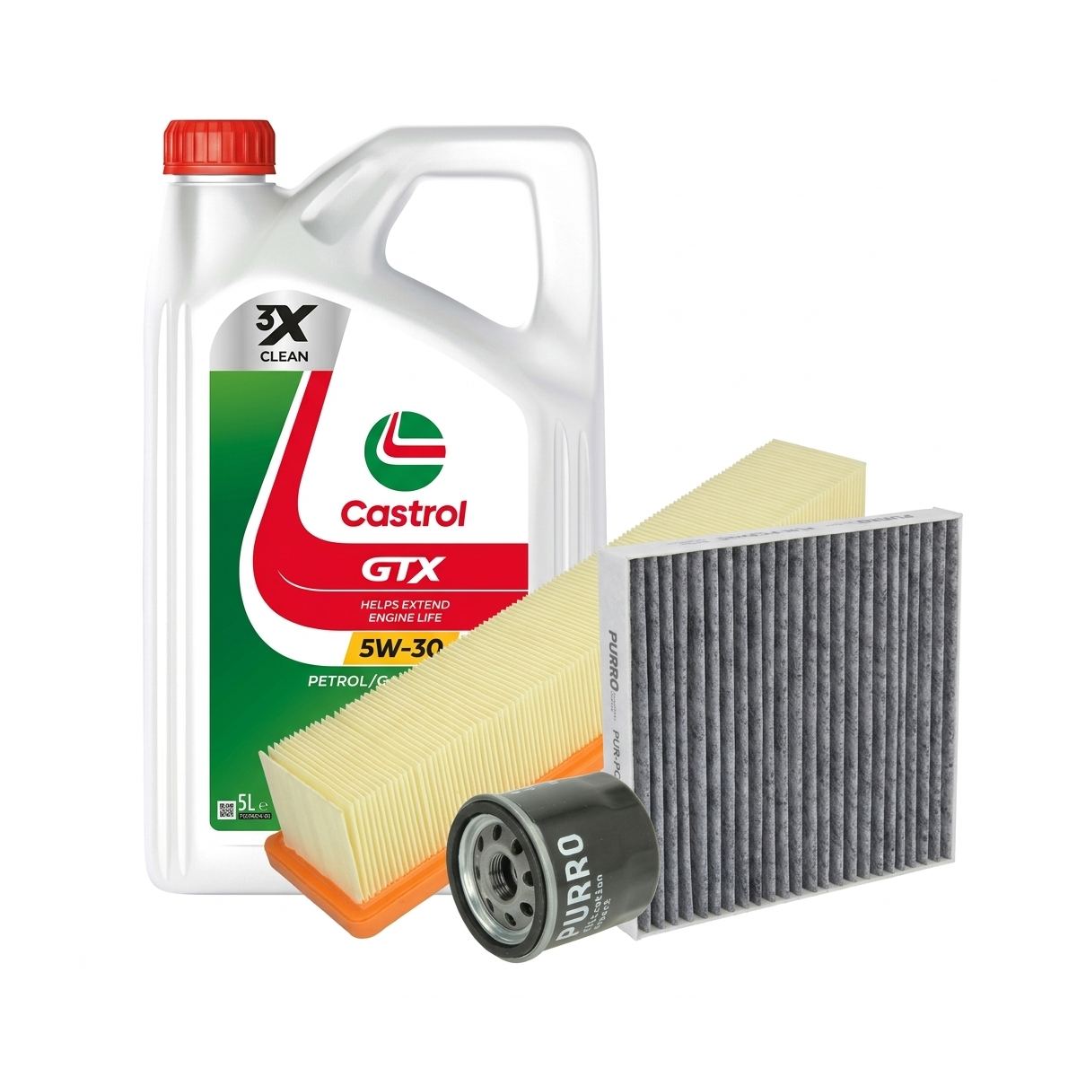 Kit revizie ulei Castrol GTX 5W-30 RN17 + filtre Renault Clio 4 1.2 16V 75 CP – PURRO