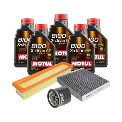 Kit revizie ulei Motul 8100 X-CLEAN FE 5W-30 + filtre Renault Clio 4 1.2 16V 75 CP – PURRO