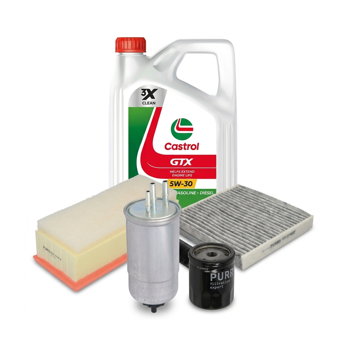Kit revizie ulei Castrol GTX 5W-30 RN17 + filtre Dacia Duster HS 1.5 dCi 110 CP – PURRO