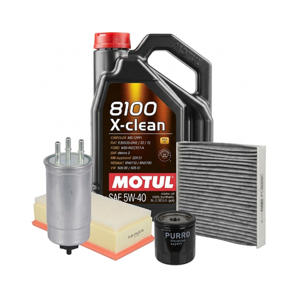 Kit revizie ulei Motul 8100 X-CLEAN 5W-40 + filtre Dacia Duster HS 1.5 dCi 110 CP – PURRO