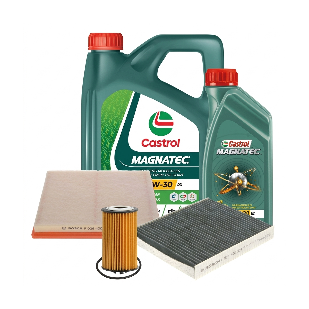 Kit revizie ulei Castrol MAGNATEC 5W-30 DX + filtre Opel Astra J 1.6 Turbo 4x4 180 CP – Bosch