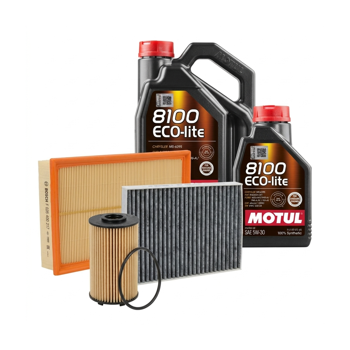 Kit revizie ulei Motul 8100 ECO-LITE 5W-30 + filtre Opel Astra J 1.6 Turbo 4x4 180 CP – Bosch