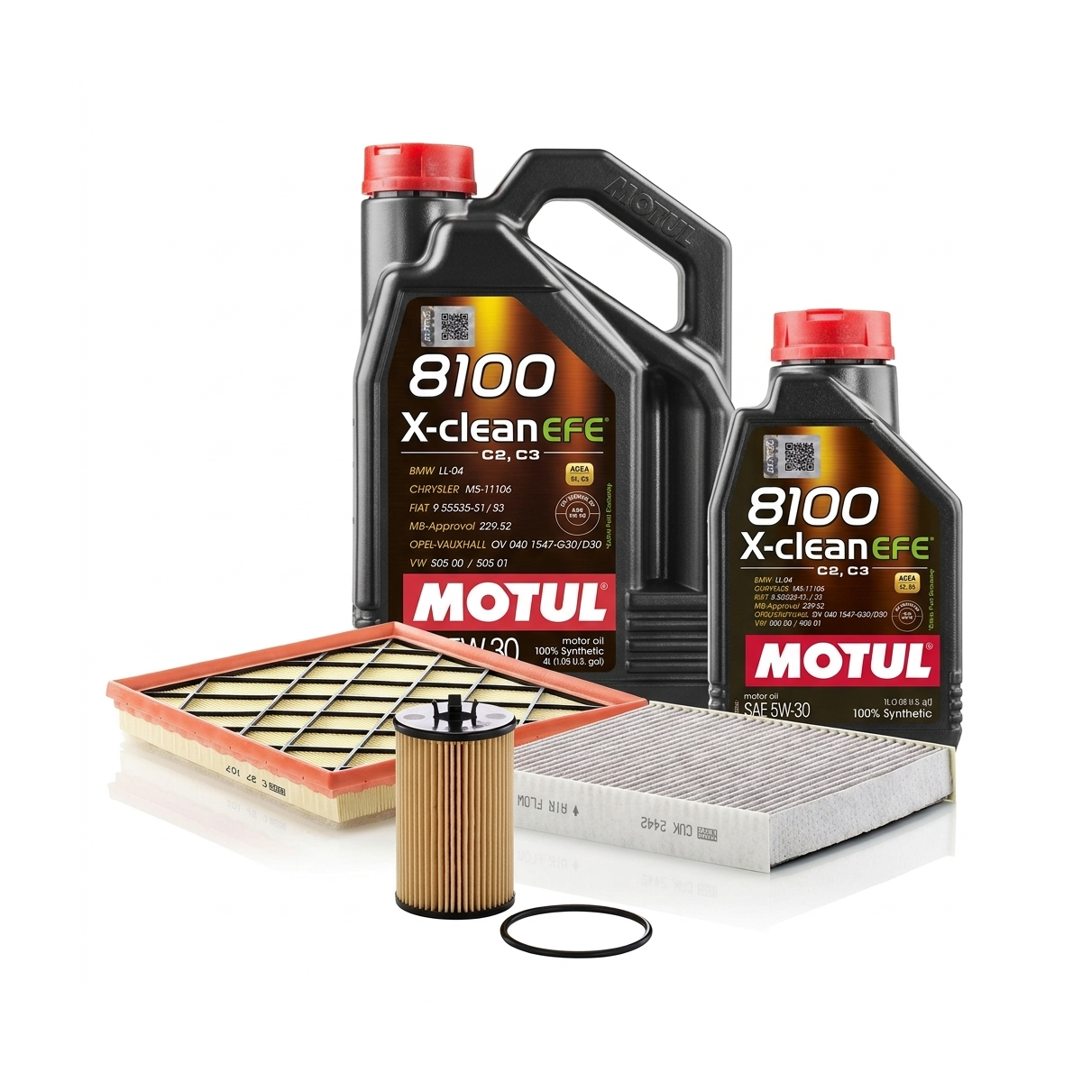 Kit revizie ulei Motul 8100 X-CLEAN EFE 5W-30 + filtre Opel Astra J 1.6 Turbo 4x4 180 CP – MANN