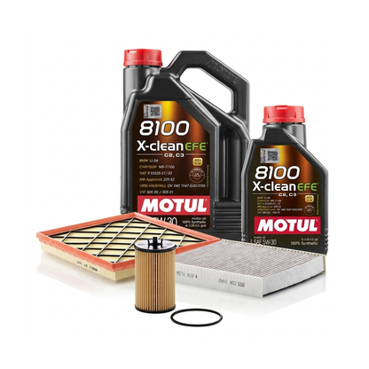 Kit revizie ulei Motul 8100 X-CLEAN EFE 5W-30 + filtre Opel Astra J 1.6 Turbo 4x4 180 CP – MANN