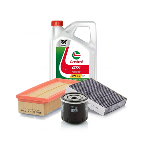 Kit revizie ulei Castrol GTX 5W-30 RN17 + filtre Dacia Logan 2 1.0 SCe 75 73 CP – MANN