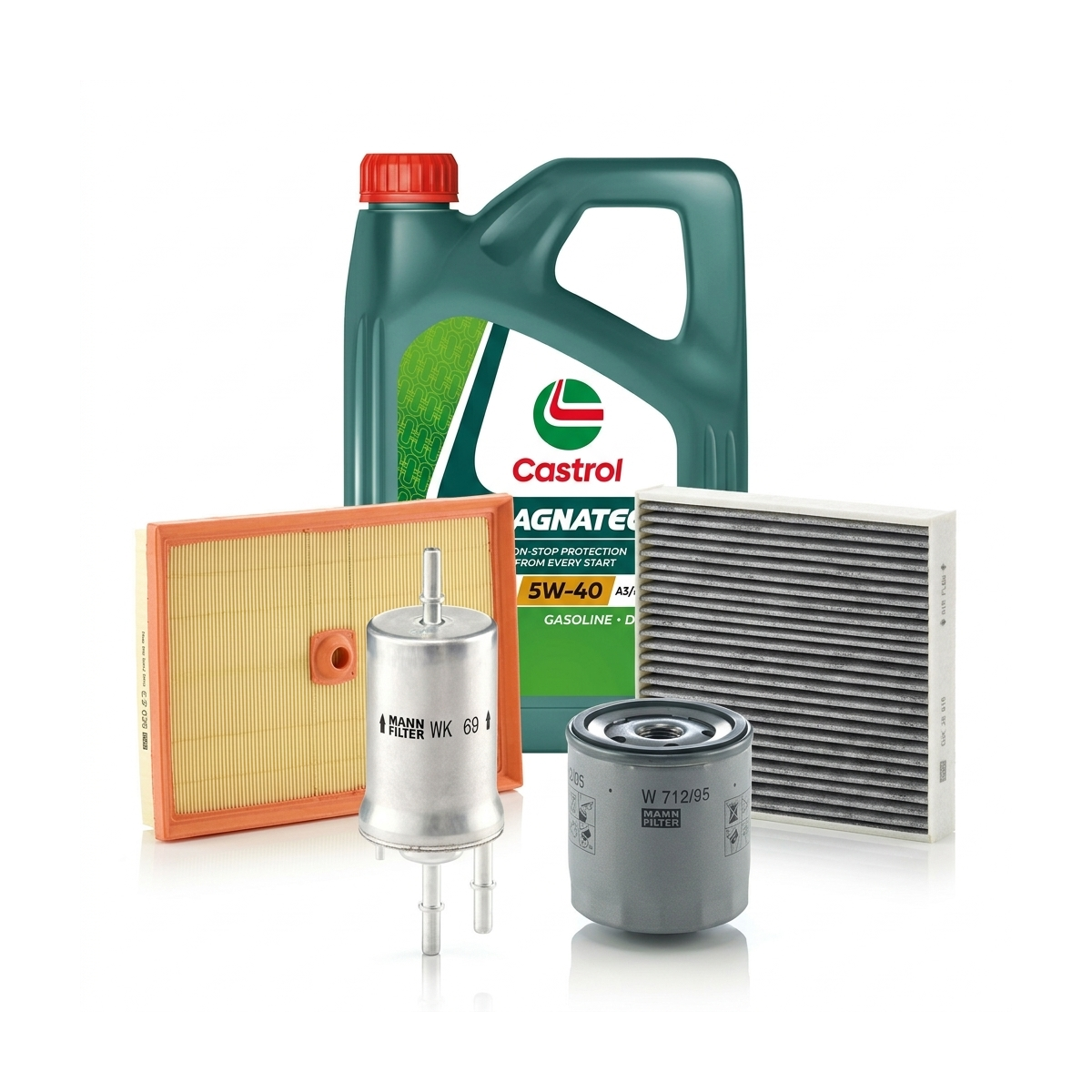 Kit revizie ulei Castrol MAGNATEC 5W-40 A3/B4 + filtre Skoda Fabia 3 1.0 TSI 95 CP – MANN