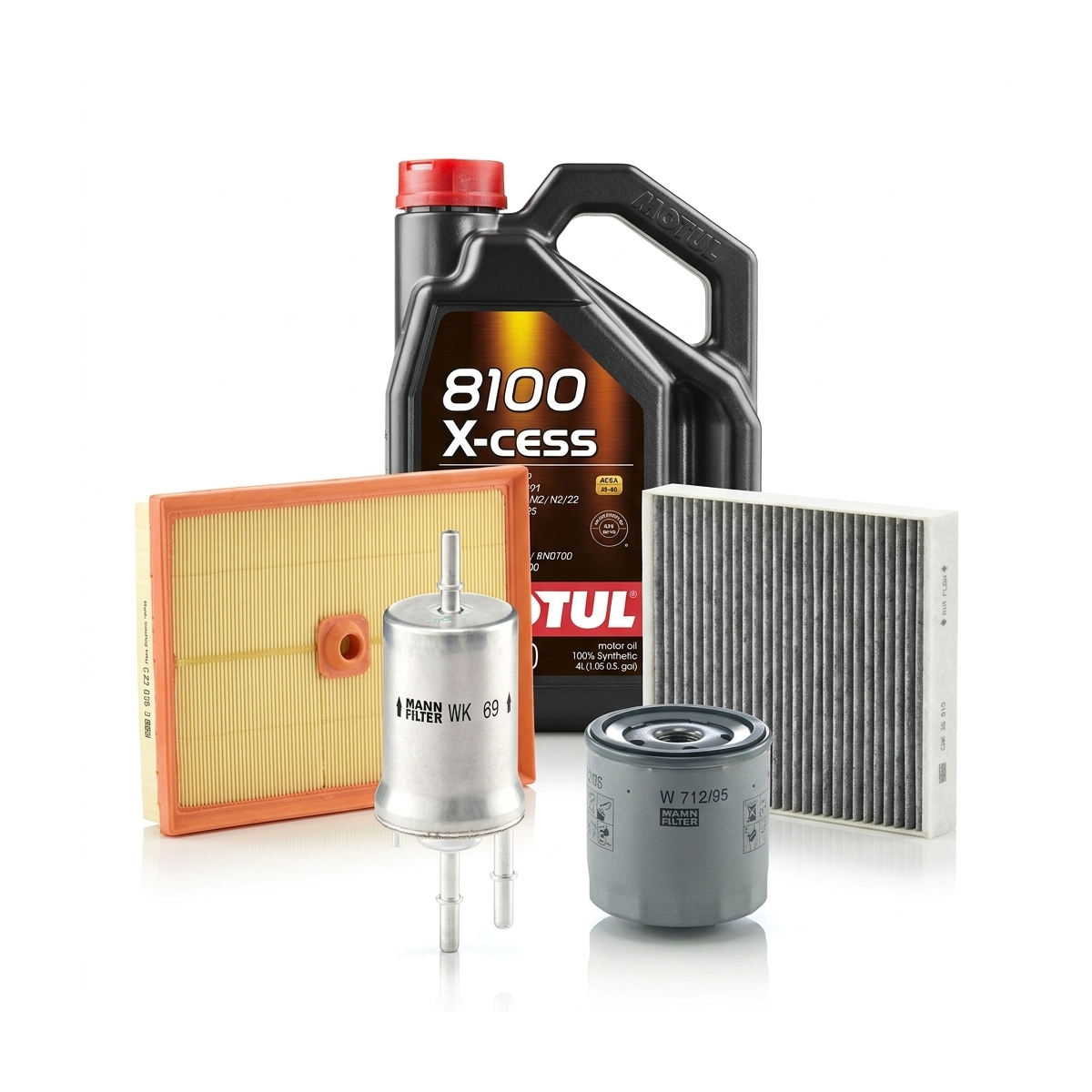 Kit revizie ulei Motul 8100 X-CESS 5W-40 + filtre Skoda Fabia 3 1.0 TSI 95 CP – MANN