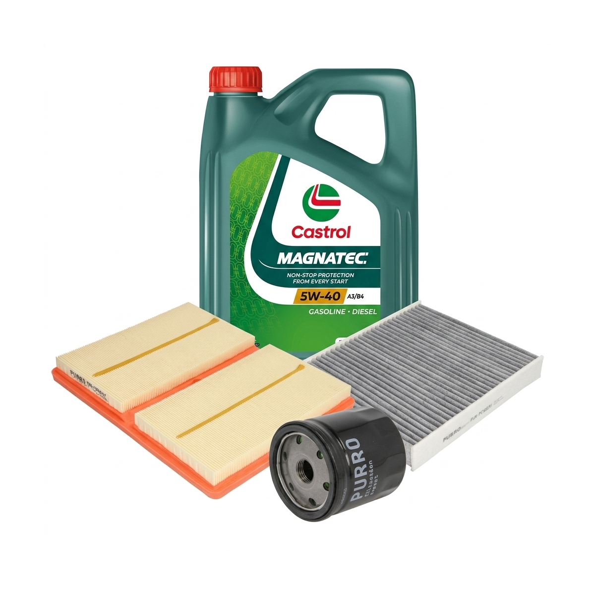 Kit revizie ulei Castrol MAGNATEC 5W-40 A3/B4 + filtre Skoda Fabia 3 1.0 TSI 95 CP – PURRO