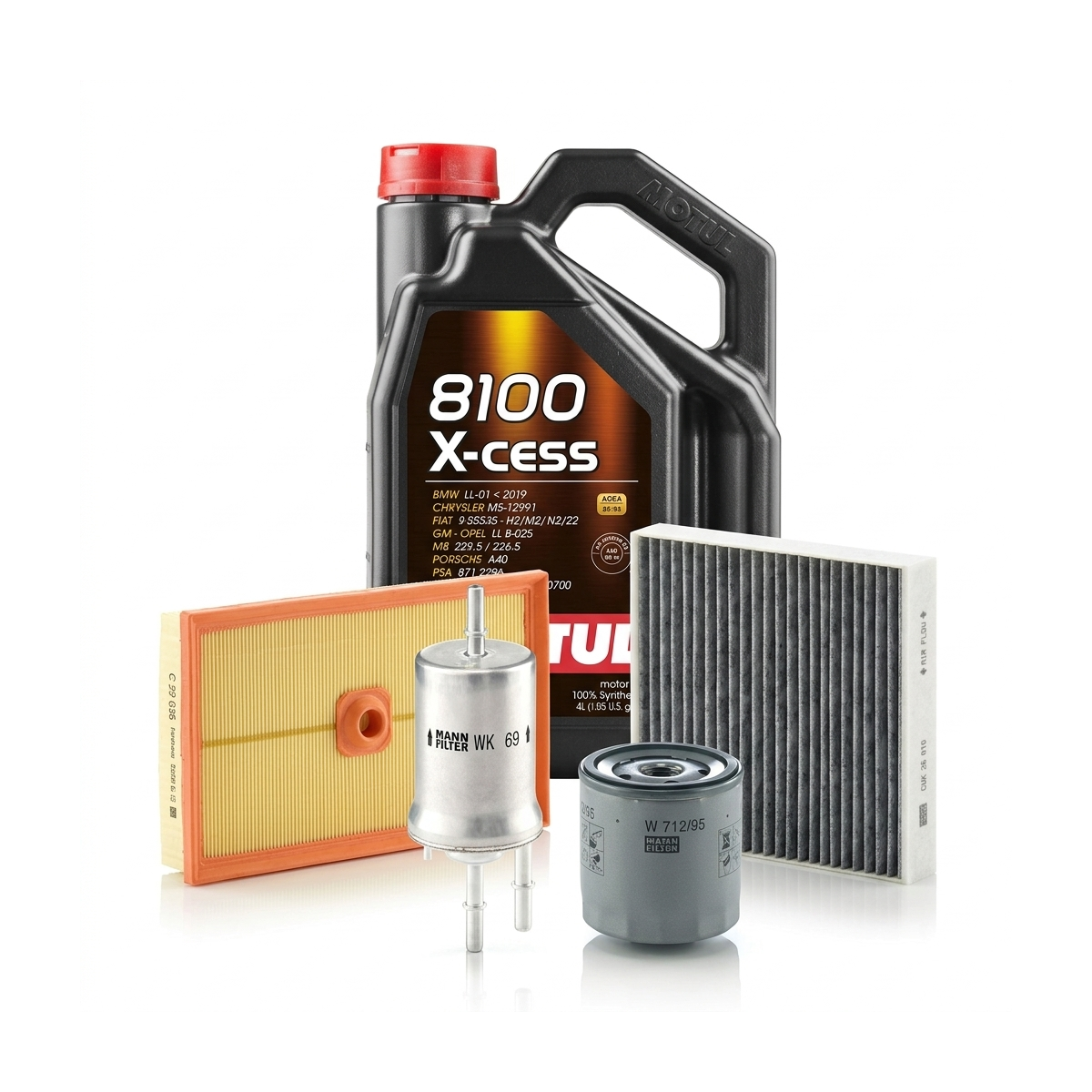 Kit revizie ulei Motul 8100 X-CESS 5W-40 + filtre Skoda Fabia 3 1.0 TSI 110 CP – MANN