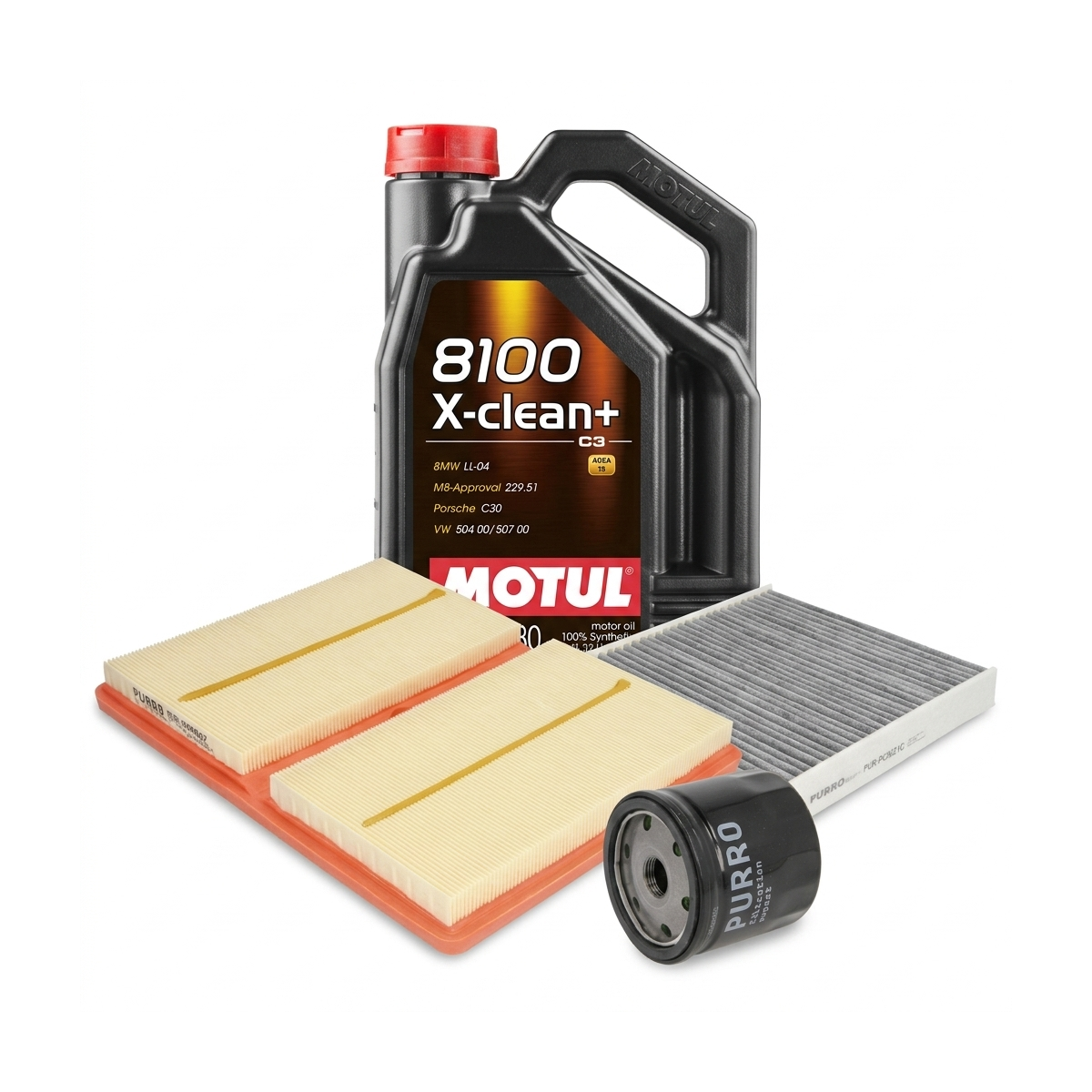 Kit revizie ulei Motul 8100 X-CLEAN+ 5W-30 + filtre Skoda Fabia 3 1.0 TSI 110 CP – PURRO