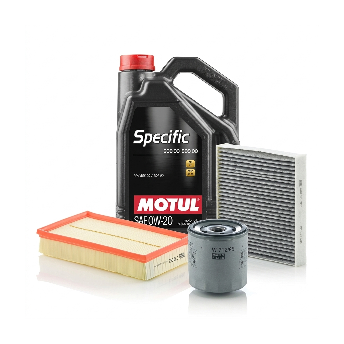 Kit revizie ulei Motul SPECIFIC 508 00 509 00 0W-20 + filtre VW Golf 7 1.5 TSI 130 CP – MANN