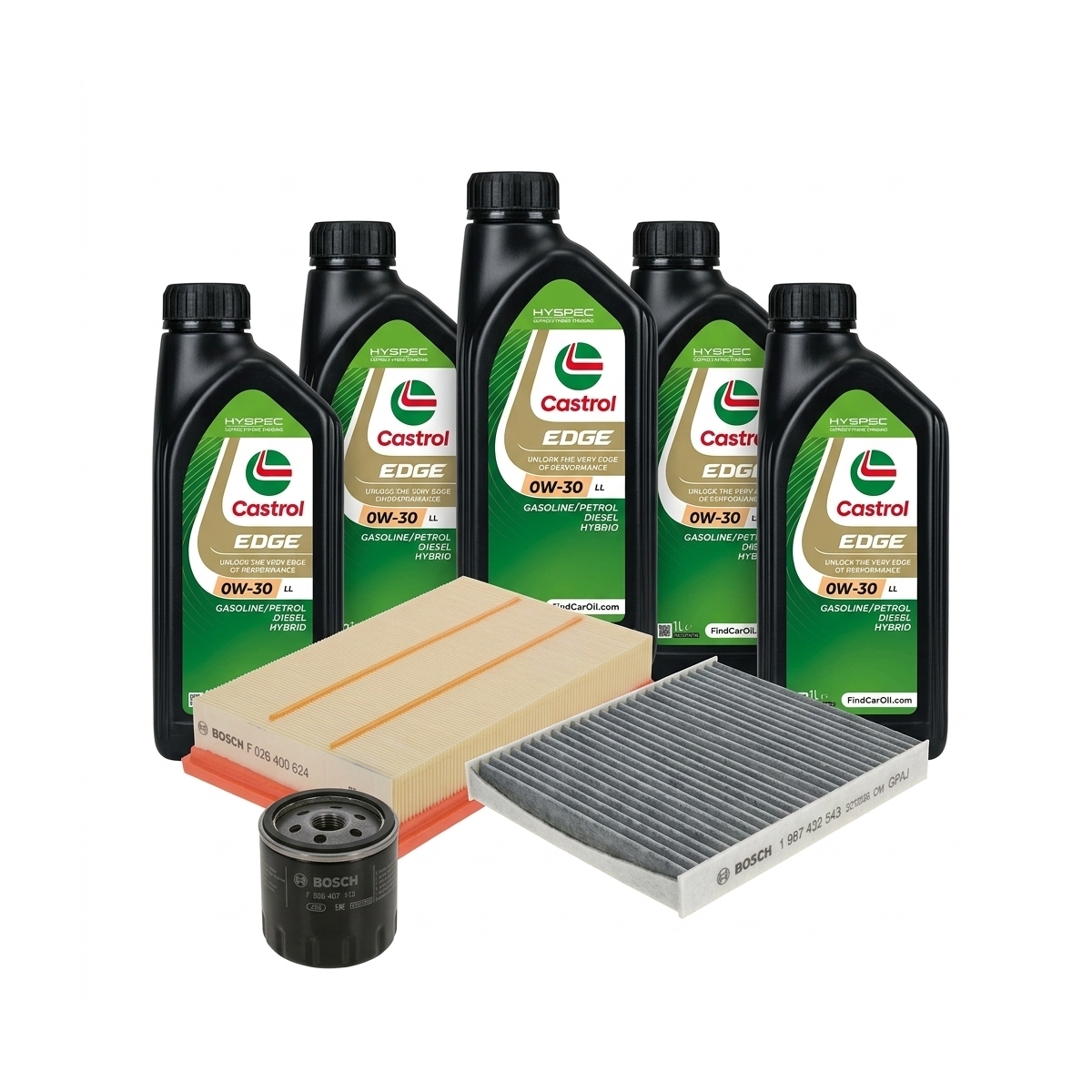 Kit revizie ulei Castrol EDGE 0W-30 LL + filtre Skoda Octavia 3 1.5 TSI 150 CP – Bosch