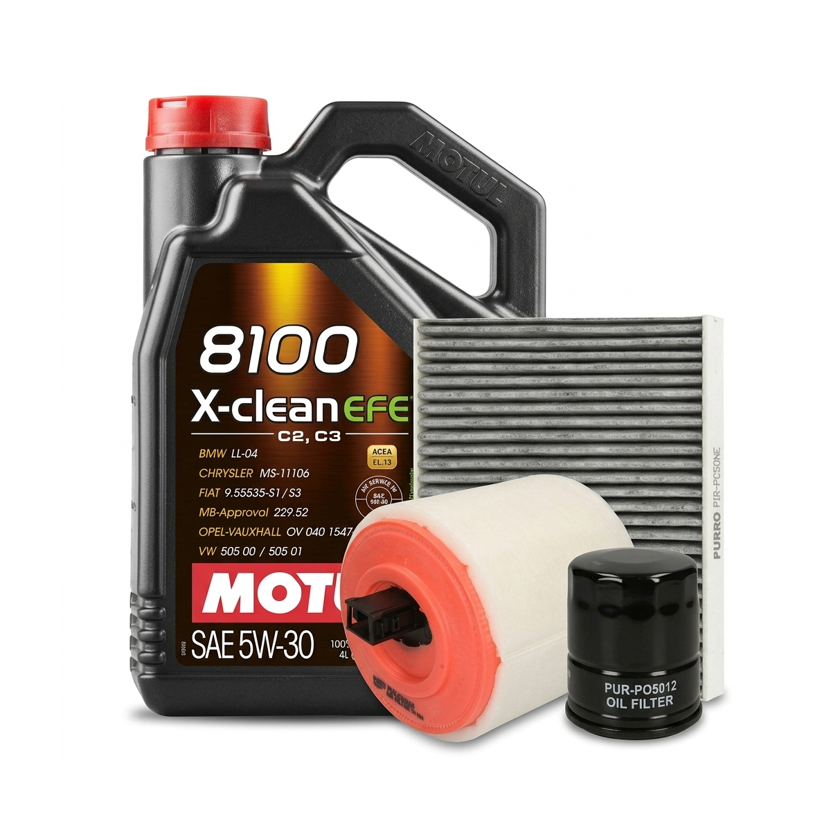 Kit revizie ulei Motul 8100 X-CLEAN EFE 5W-30 + filtre Opel Astra K 1.4 CNG 110 CP – PURRO