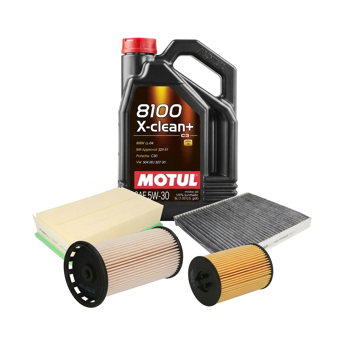 Kit revizie ulei Motul 8100 X-CLEAN+ 5W-30 + filtre VW Passat B8 2.0 TDI 110 CP – PURRO