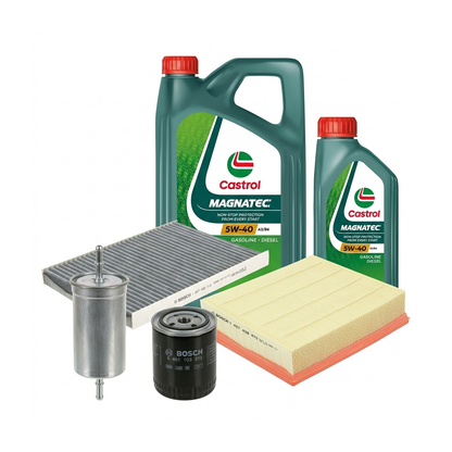 Kit revizie ulei Castrol MAGNATEC 5W-40 A3/B4 + filtre VW Passat B5.5 2.8 190 CP – Bosch