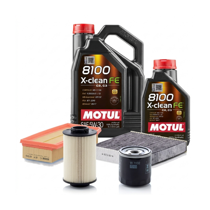 Kit revizie ulei Motul 8100 X-CLEAN FE 5W-30 + filtre Dacia Duster HM 1.5 dCi 110 109 CP – MANN