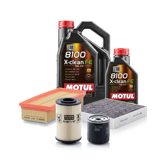 Kit revizie ulei Motul 8100 X-CLEAN FE 5W-30 + filtre Dacia Duster HM 1.5 dCi 110 4x4 109 CP – MANN