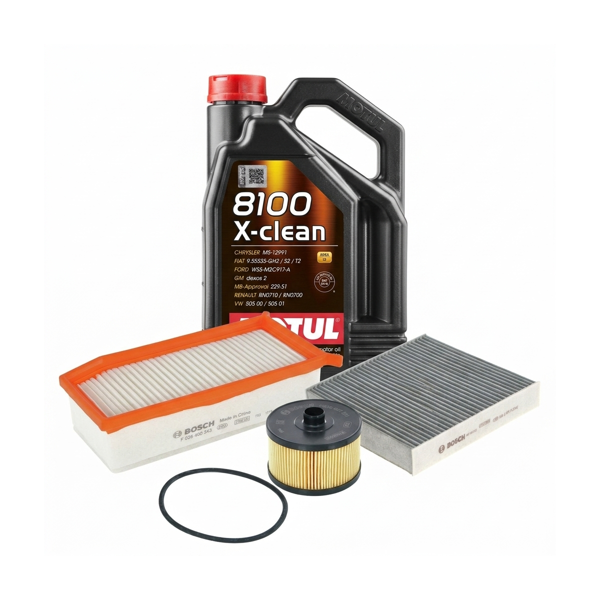 Kit revizie ulei Motul 8100 X-CLEAN 5W-40 + filtre Dacia Duster HM 1.2 TCe 125 4x4 125 CP – Bosch