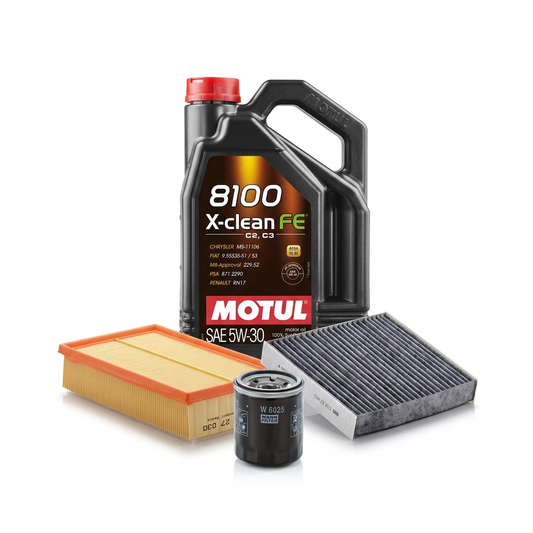 Kit revizie ulei Motul 8100 X-CLEAN FE 5W-30 + filtre Dacia Duster HM 1.6 SCe 115 CP – MANN