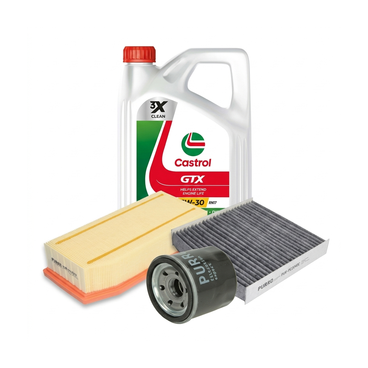 Kit revizie ulei Castrol GTX 5W-30 RN17 + filtre Dacia Duster HM 1.6 SCe 115 CP – PURRO
