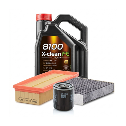 Kit revizie ulei Motul 8100 X-CLEAN FE 5W-30 + filtre Dacia Duster HM 1.6 SCe 115 4x4 115 CP – MANN