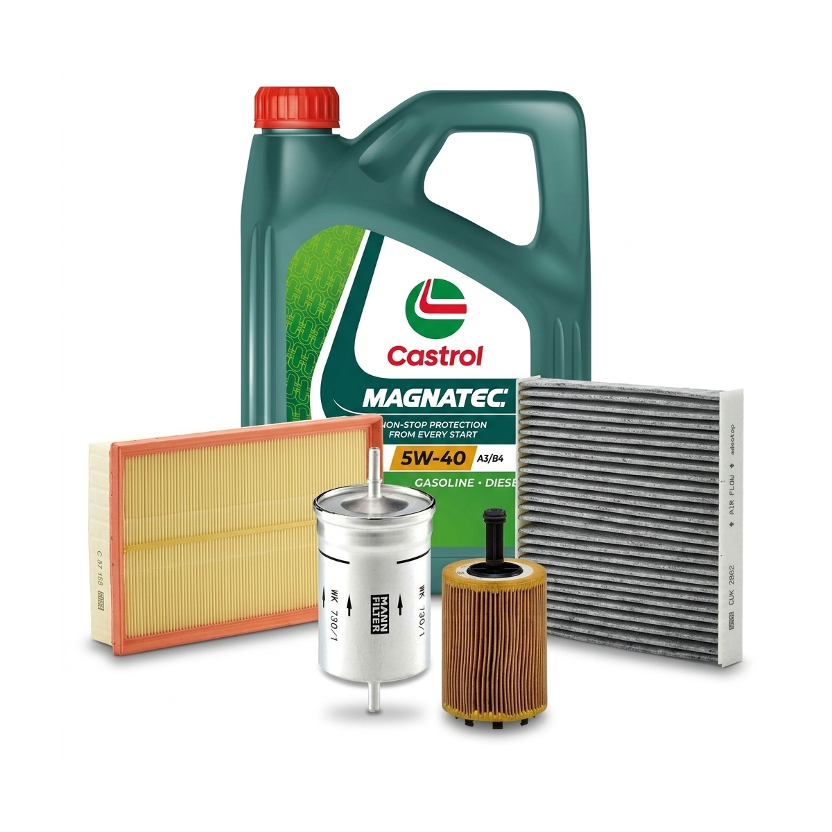 Kit revizie ulei Castrol MAGNATEC 5W-40 + filtre VW Golf 4 2.3 V5 4motion 150 CP – MANN