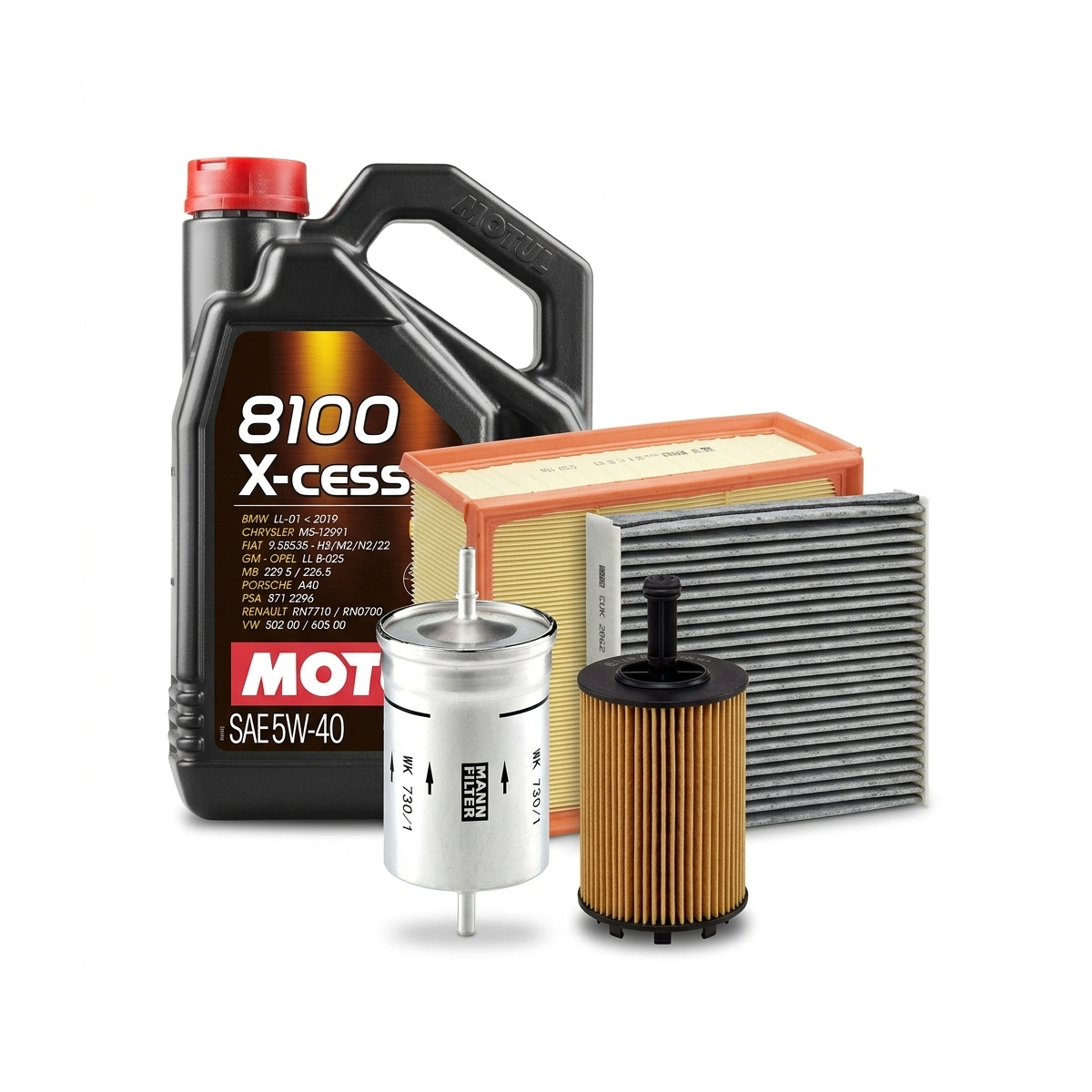 Kit revizie ulei Motul 8100 X-CESS 5W-40 + filtre VW Golf 4 2.3 V5 4motion 150 CP – MANN