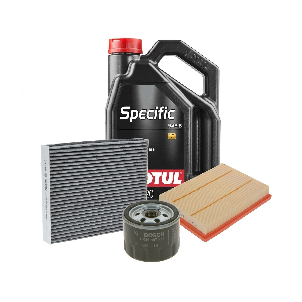 Kit revizie ulei Motul SPECIFIC 948B 5W-20 + filtre Ford Focus 4 1.0 EcoBoost 85 CP – Bosch
