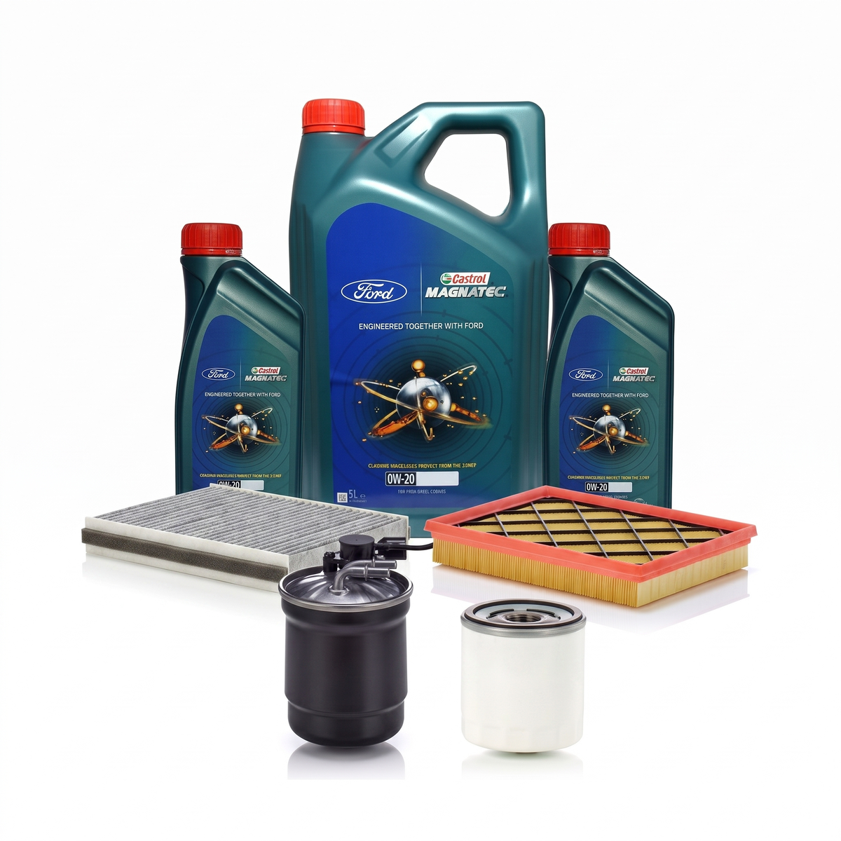Kit revizie ulei Castrol Ford Magnatec 0W-20 + filtre Ford Focus 4 2.0 EcoBlue 150 CP – Bosch