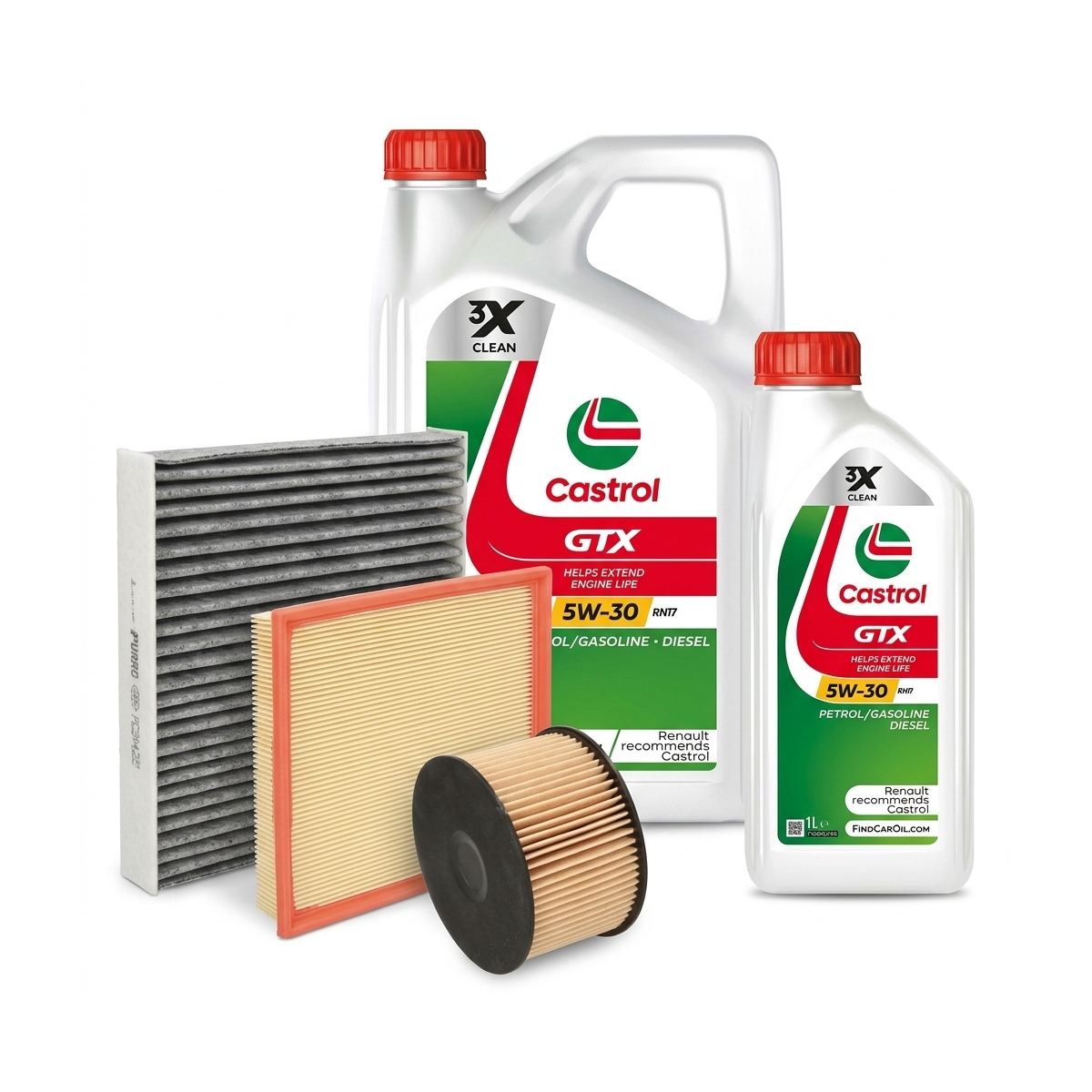 Kit revizie ulei Castrol GTX 5W-30 RN17 + filtre Renault Megane 4 1.3 TCe 115 116 CP – PURRO