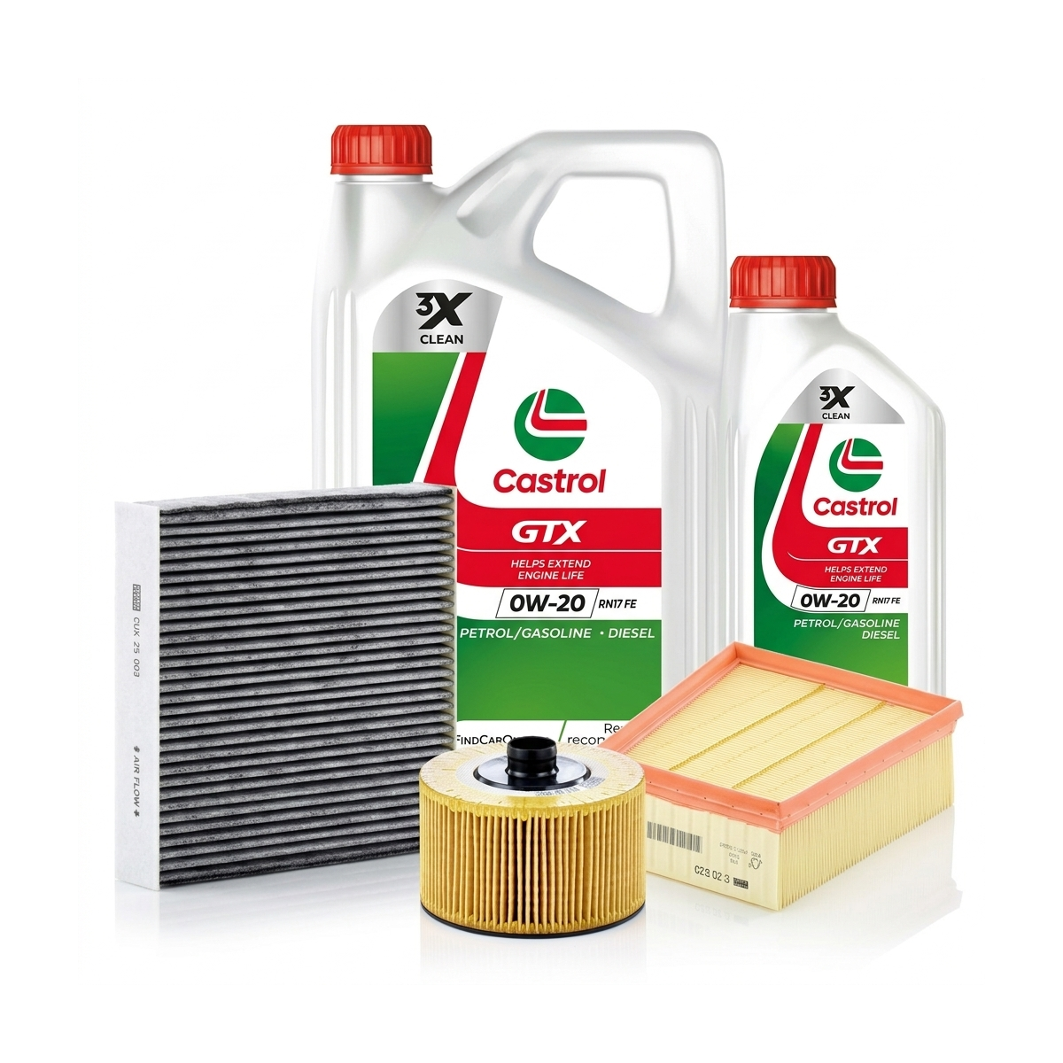 Kit revizie ulei Castrol GTX 0W-20 RN 17 FE + filtre Renault Megane 4 1.3 TCe 140 CP – MANN