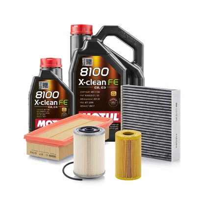 Kit revizie ulei Motul 8100 X-CLEAN FE 5W-30 + filtre Dacia Duster HM 1.5 dCi 95 CP – MANN