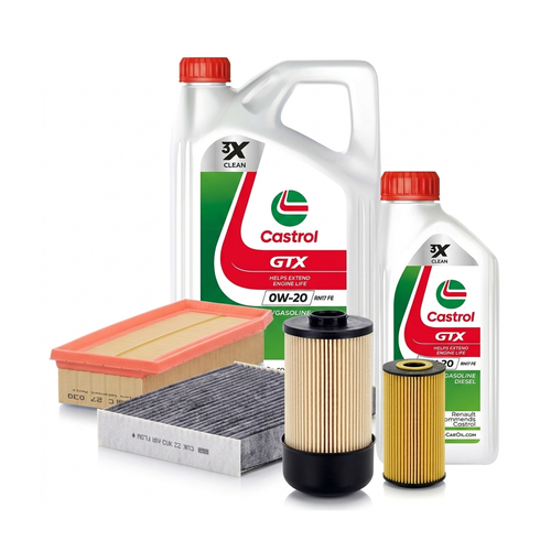 Kit revizie ulei Castrol GTX 0W-20 RN 17 FE + filtre Dacia Duster HM 1.5 dCi 115 116 CP – MANN