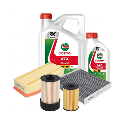 Kit revizie ulei Castrol GTX 5W-30 RN17 + filtre Dacia Duster HM 1.5 dCi 115 116 CP – PURRO