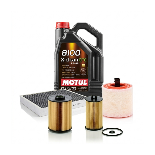 Kit revizie ulei Motul 8100 X-CLEAN EFE 5W-30 + filtre Opel Astra K 1.6 BiTurbo 150 CP – MANN